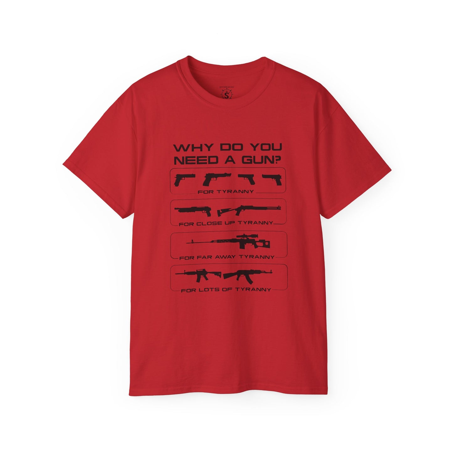 T-Shirt - Why Do You Need A Gun Tyranny Unisex Cotton Shirt