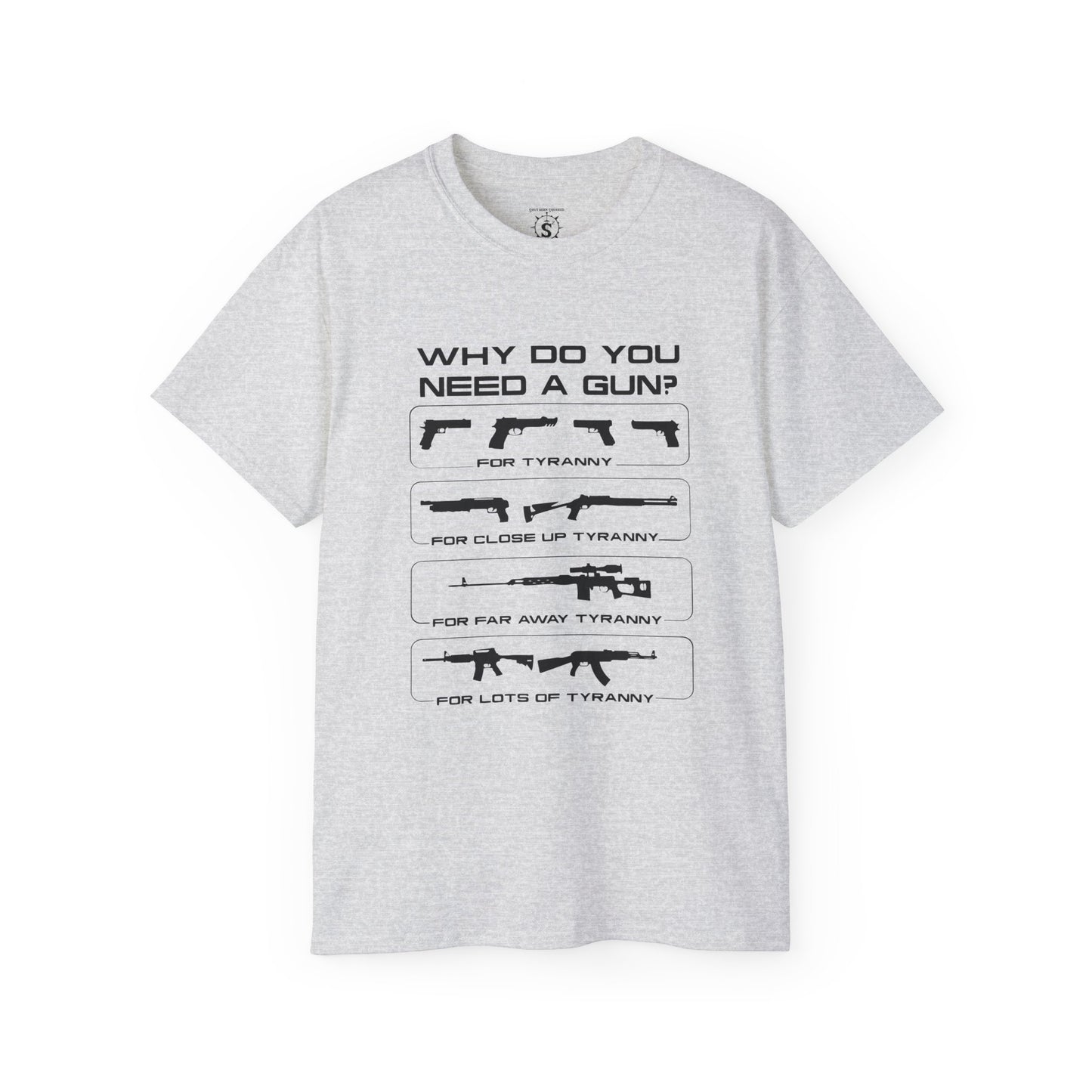 T-Shirt - Why Do You Need A Gun Tyranny Unisex Cotton Shirt