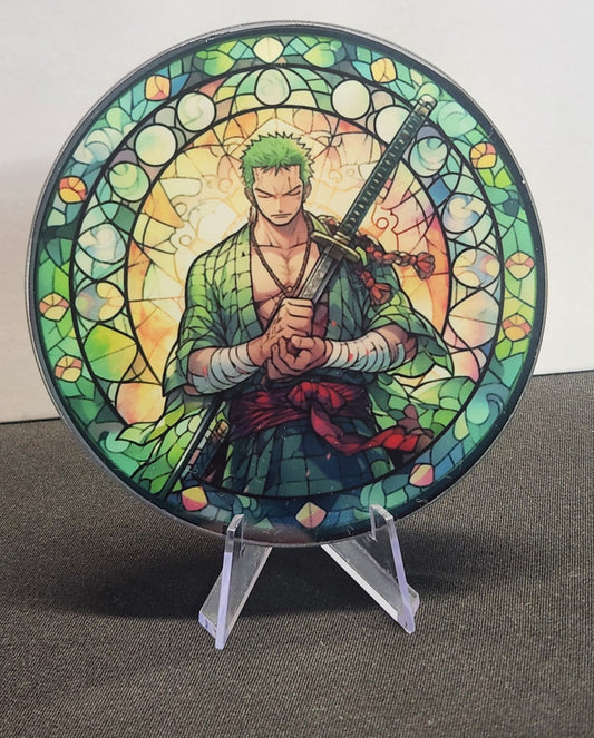 Glass Beverage Coaster (One Piece, Anime, Zoro)