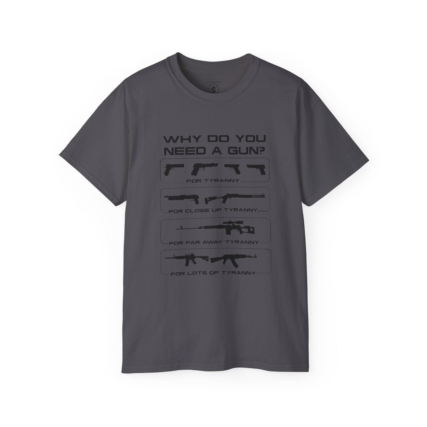 T-Shirt - Why Do You Need A Gun Tyranny Unisex Cotton Shirt