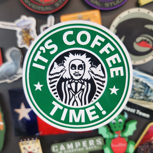 Sticker: Random Coolness (Its Coffee Time Sticker, Beetlejuice)