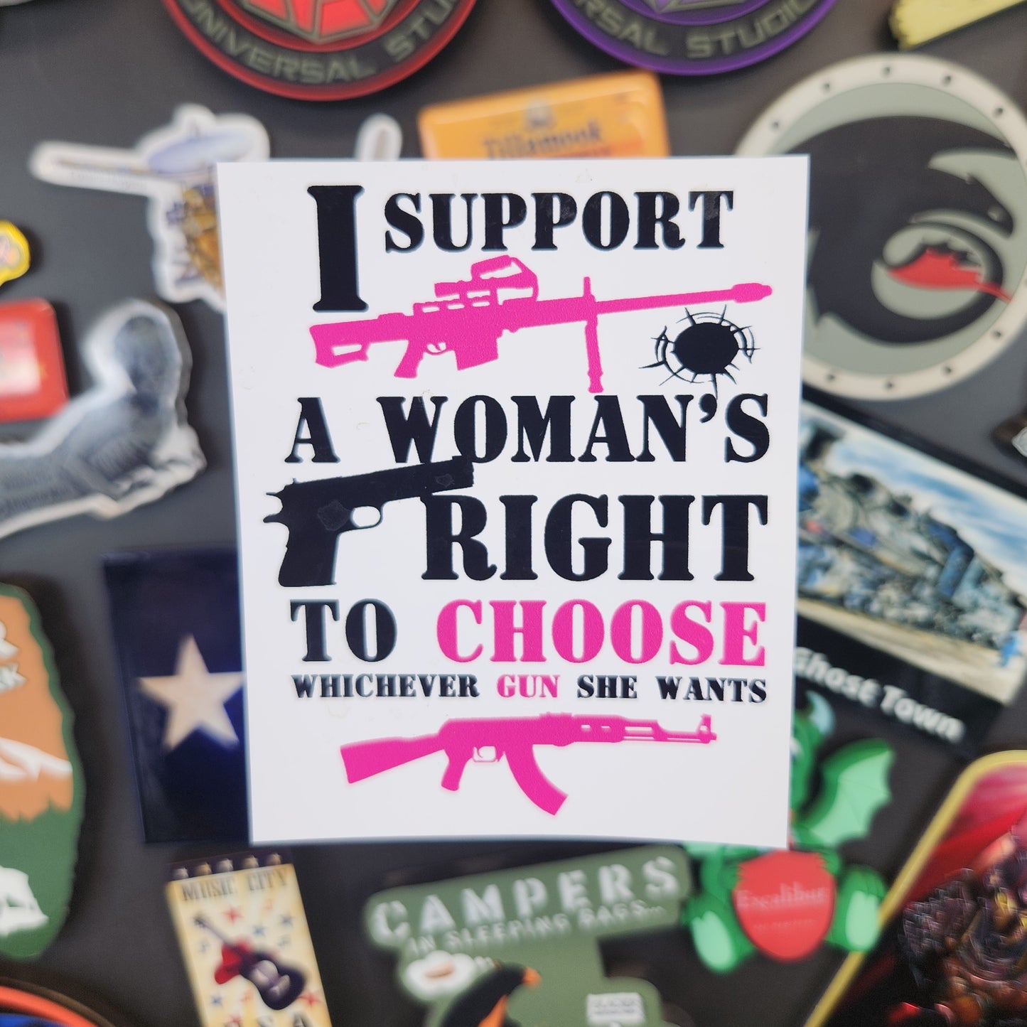 Sticker: Patriotic (I Support a Womens Right to Choose Whatever Gun She Wants Sticker)