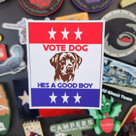 Sticker: Random Coolness (Vote dog Hes a Good Boy Sticker)